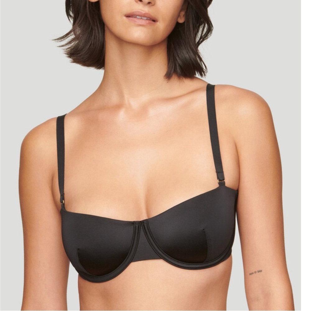 CUUP balconette black satin bra 38C